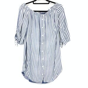 Cloth & Stone Dress Women's Size XS Striped Off the Shoulder Button-Up
